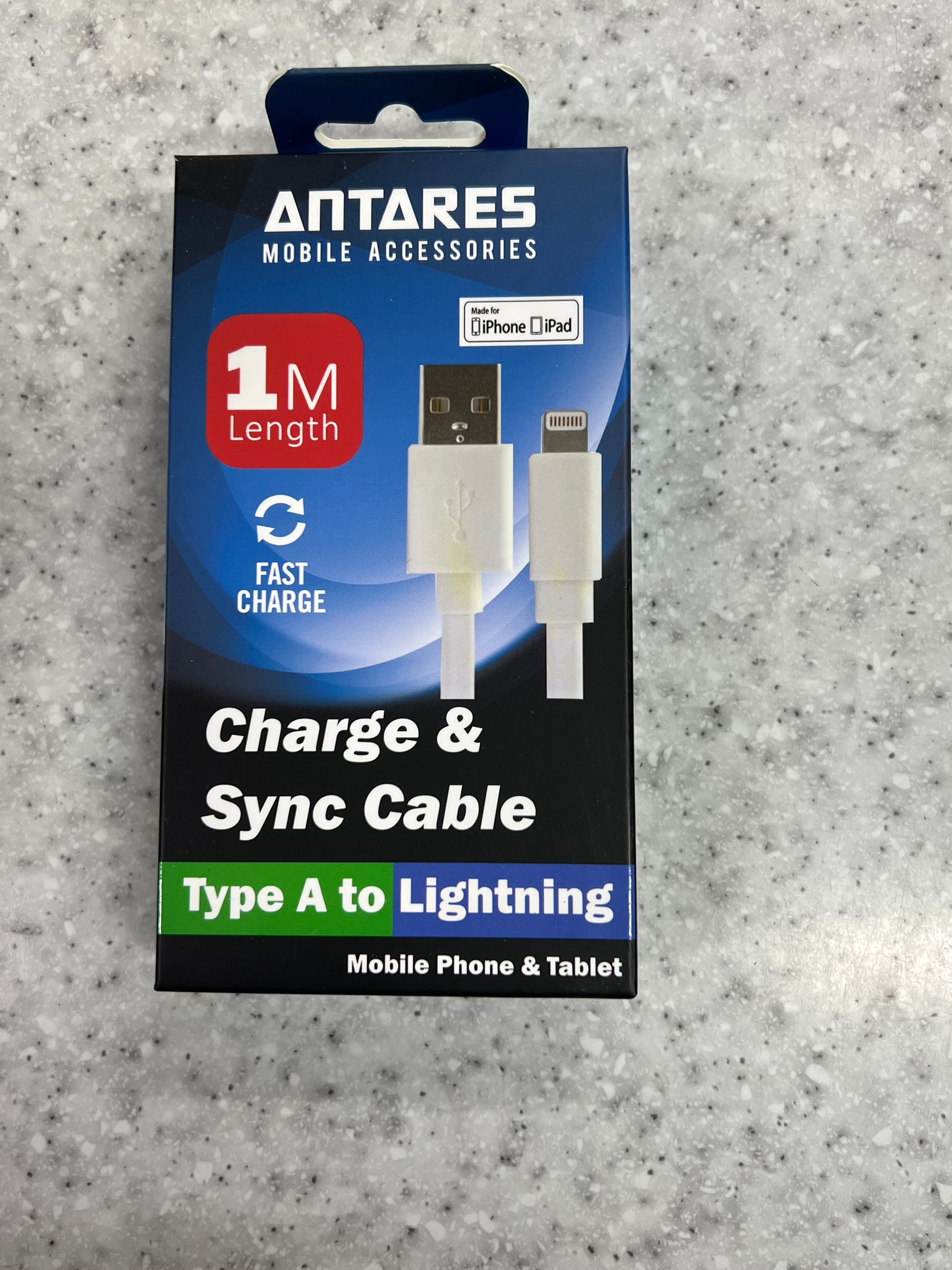 Antares 1m Charge & Sync Cable Type A to Lightning
